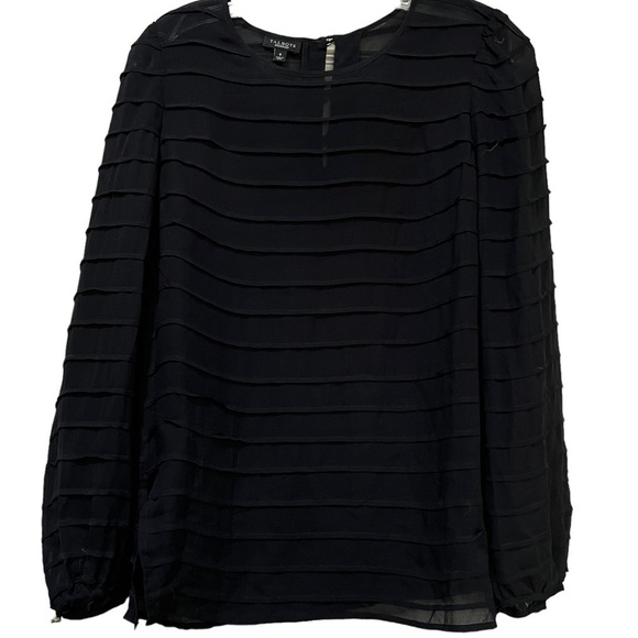 Talbots Size 6 Black Silk Long Sleeve Pin tuck Sheer Career Blouse R - Picture 1 of 3